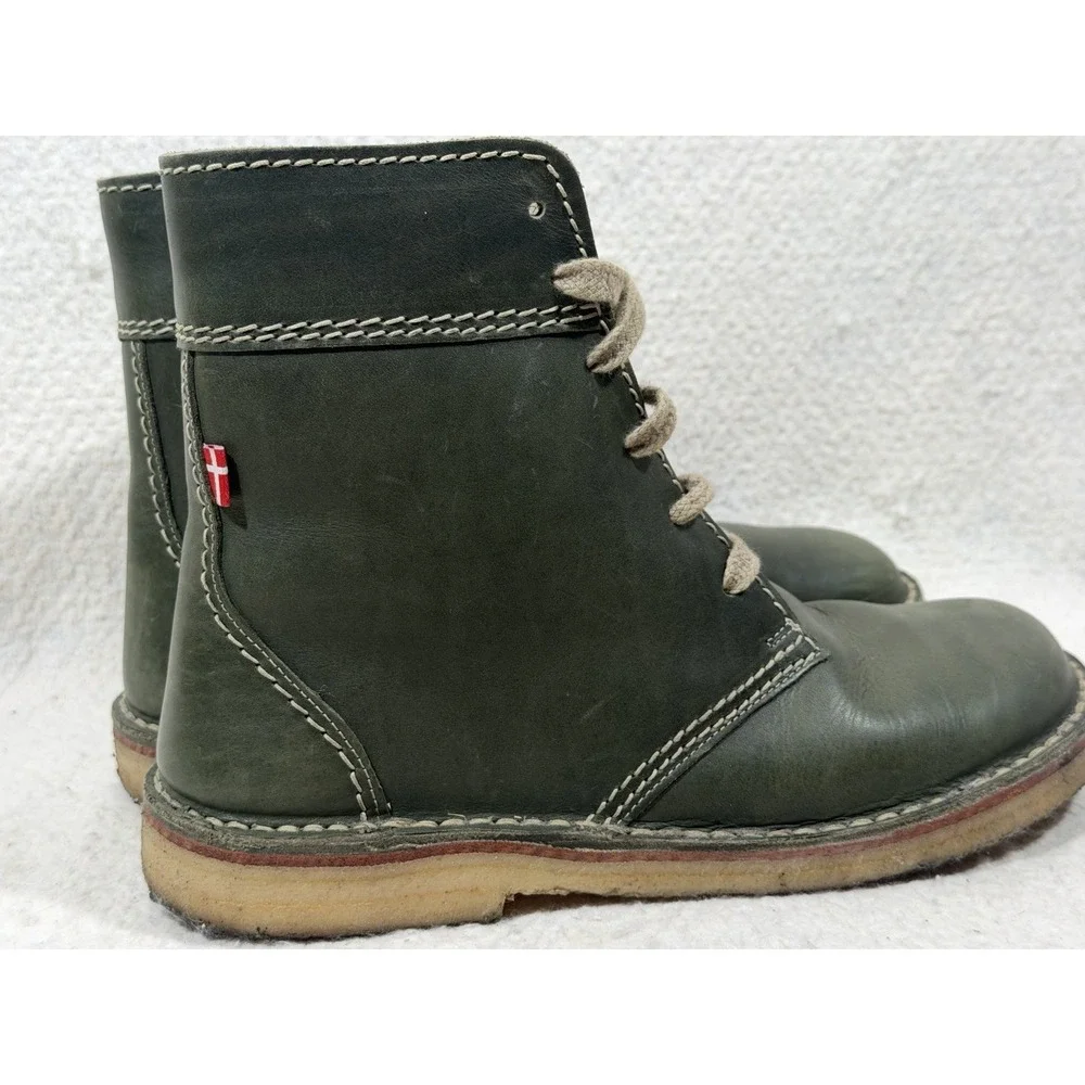 Duckfeet Faborg Size 45 Green Leather Sherpa Lined Boots Danish Heritage